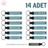 MiaWiki 14'lü Anahtarlık Set İsme Özel Hatıralık, Standart, MH-KAN8511X14, Gök Mavi & Gri, üniseks-yetişkin