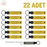MiaWiki 22'li Set İsimli Deri Hatıra Anahtarlık, Standart, MH-KAN8589X22, Sarı & Gri, üniseks-yetişkin