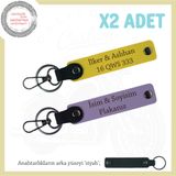 MiaWiki 2'li Kişiye Özel Deri Anahtarlık Seti, Standart, MH-KAN-MT-11889x2, Mor Menekşe-Sarı-siyah, üniseks-yetişkin