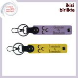 MiaWiki 3 Hilal İşlemeli İsme Özel Anahtarlık Takımı, Standart, MH-KAN-34117x2, mor menekşe-sarı, üniseks-yetişkin
