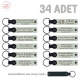 MiaWiki 34'lü Set Bebeklere Özel İsim Yazılı Anahtarlık, Tek Ebat, MH-KAN8549X34, Beyaz & Siyah, üniseks-bebek