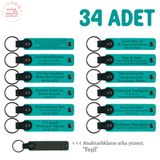 MiaWiki 34'lü Set Bebeklere Özel İsim Yazılı Anahtarlık, Tek Ebat, MH-KAN8569X34, Koyu Turkuaz & Yeşil, üniseks-bebek