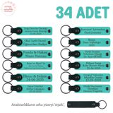 MiaWiki 34'lü Set Bebeklere Özel İsim Yazılı Anahtarlık, Tek Ebat, MH-KAN8597X34, Turkuaz & Siyah, üniseks-bebek