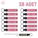 MiaWiki 38'li Set Kişisel Yazılı Deri Anahtarlık, Standart, MH-KAN8577X38, Pembe & Gri, üniseks-yetişkin