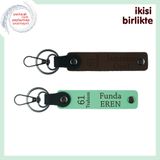 MiaWiki 61 Trabzon Yazılı Deri Anahtarlık Seti, Standart, MH-KAN-61-209x2, koyu kahve-açık yeşil, üniseks-yetişkin
