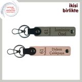 MiaWiki 61 Yazılı Deri Anahtarlık 2'li Set, Standart, MH-KAN-61-261x2, kül gri-yavru ağzı, üniseks-yetişkin