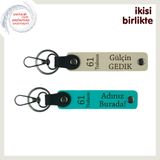 MiaWiki 61 Yazılı Deri Anahtarlık 2'li Set, Standart, MH-KAN-61-377x2, sütlü kahve-koyu turkuaz, üniseks-yetişkin
