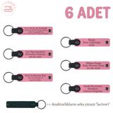 MiaWiki 6'lı Set Kişiye Özel Yazılı Deri Anahtarlık, Standart, MH-KAN8578X6, Pembe & Lacivert, üniseks-yetişkin