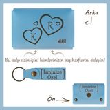 Miawiki Açık Mavi, Kalp Içinde Aşkınızı Taşıyın! Isme ve Harfe Özel Cüzdan & Anahtarlık Set, Romantik