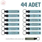 MiaWiki Anneler Günü İsimli Anahtarlık 44'lü Set, Standart, MH-KAN8511X44, Gök Mavi & Gri, üniseks-yetişkin