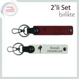 MiaWiki Arkadaşa İsmi Yazılabilir Anahtarlık, Standart, MH-KAN-38919x2, bordo-beyaz, erkek