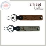MiaWiki Arkadaşa Kalıcı Yazılı Anahtarlık Set, Standart, MH-KAN-39296x2, açık kahve-kül gri, erkek