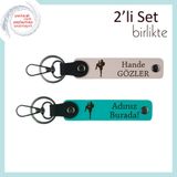 MiaWiki Arkadaşa Özel Yazı Eklenebilir Anahtarlık, Standart, MH-KAN-39205x2, pudra-koyu turkuaz, erkek
