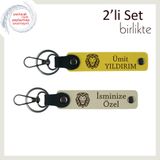 MiaWiki Arkadaşa Uygun 2'li Kişisel Anahtarlık, Standart, MH-KAN-38482x2, sarı-sütlü kahve, erkek