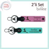 MiaWiki Arkadaşa Yazı Eklenebilir Set Anahtarlık, Standart, MH-KAN-39520x2, pembe-turkuaz, erkek
