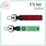 MiaWiki Aslan Başlı Deri Anahtarlık 2'li Set, Standart, MH-KAN-38378x2, kırmızı-açık yeşil, erkek