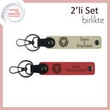 MiaWiki Aslan Başlı Deri Anahtarlık Seti, Standart, MH-KAN-38496x2, sütlü kahve-nar çiçeği, üniseks-yetişkin