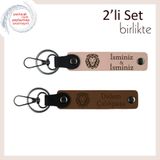 MiaWiki Aslan Başlı Deri Anahtarlık Seti, Standart, MH-KAN-38521x2, yavru ağzı-açık kahve, erkek