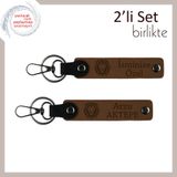 MiaWiki Aslan Başlı İsme Özel 2'li Anahtarlık Seti, Standart, MH-KAN-38215x2, açık kahve-açık kahve, üniseks-yetişkin