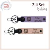 MiaWiki Aslan Başlı İsme Özel 2'li Anahtarlık Seti, Standart, MH-KAN-38412x2, mor menekşe-yavru ağzı, erkek