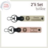 MiaWiki Aslan Başlı İsme Özel 2'li Anahtarlık Seti, Tek Ebat, MH-KAN-38502x2, sütlü kahve-yavru ağzı, erkek