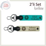 MiaWiki Aslan Başlı Kişisel Yazı Eklenebilir Anahtarlık, Standart, MH-KAN-38356x2, koyu turkuaz-sütlü kahve, erkek