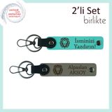 MiaWiki Aslan Başlı Özel Yazı Eklenebilir Anahtarlık, Standart, MH-KAN-38511x2, turkuaz-kül gri, erkek