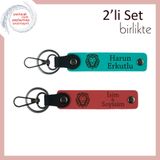 MiaWiki Aslan Desenli İsme Özel 2'li Anahtarlık Seti, Standart, MH-KAN-38352x2, koyu turkuaz-nar çiçeği, üniseks-yetişkin