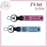 MiaWiki Aslan Desenli İsme Özel 2'li Anahtarlık Seti, Standart, MH-KAN-38436x2, pembe-gök mavi, üniseks-yetişkin