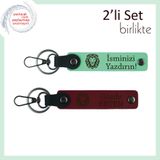 MiaWiki Aslan Figürlü 2'li Deri Anahtarlık, Standart, MH-KAN-38236x2, açık yeşil-bordo, erkek