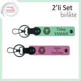 MiaWiki Aslan Figürlü İsme Özel 2'li Anahtarlık Seti, Standart, MH-KAN-38245x2, açık yeşil-pembe, üniseks-yetişkin