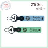 MiaWiki Aslan Figürlü İsme Özel 2'li Anahtarlık Seti, Standart, MH-KAN-38306x2, gök mavi-açık yeşil, erkek