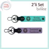MiaWiki Aslan Figürlü İsme Özel 2'li Anahtarlık Seti, Standart, MH-KAN-38513x2, turkuaz-mor menekşe, üniseks-yetişkin