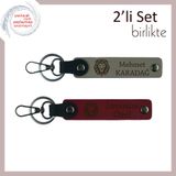 MiaWiki Aslan Figürlü Kişiye Özel 2'li Anahtarlık Seti, Standart, MH-KAN-38362x2, kül gri-bordo, erkek