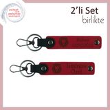 MiaWiki Aslan Figürlü Kişiye Özel 2'li Anahtarlık Seti, Standart, MH-KAN-38386x2, kırmızı-kırmızı, erkek