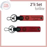 MiaWiki Aslan Motifli Deri Anahtarlık Nar Çiçeği-Kırmızı, Tek Ebat, MH-KAN-38422x2, nar çiçeği-kırmızı, üniseks-yetişkin