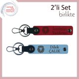 MiaWiki Aslan Motifli İsme Özel 2'li Anahtarlık Seti, Standart, MH-KAN-38382x2, kırmızı-gök mavi, erkek