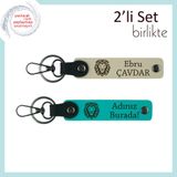 MiaWiki Aslan Motifli İsme Özel 2'li Anahtarlık Seti, Standart, MH-KAN-38492x2, sütlü kahve-koyu turkuaz, üniseks-yetişkin