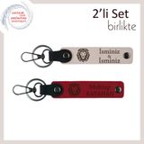MiaWiki Aslan Motifli İsme Özel 2'li Deri Anahtarlık, Standart, MH-KAN-38458x2, pudra-kırmızı, üniseks-yetişkin