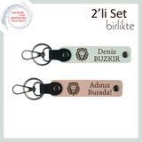 MiaWiki Aslan Motifli Klasik Deri Anahtarlık Seti, Standart, MH-KAN-38268x2, beyaz-yavru ağzı, erkek