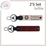 MiaWiki Aslan Temalı 2'li Deri Anahtarlık Seti, Standart, MH-KAN-38452x2, pudra-bordo, erkek