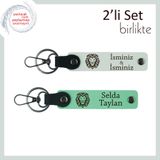 MiaWiki Aslan Temalı Deri Anahtarlık 2'li Set, Standart, MH-KAN-38252x2, beyaz-açık yeşil, erkek