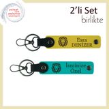 MiaWiki Aslan Temalı İsme Özel 2'li Anahtarlık Seti, Standart, MH-KAN-38474x2, sarı-koyu turkuaz, erkek