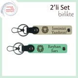 MiaWiki Aslan Temalı İsme Özel 2'li Anahtarlık Seti, Standart, MH-KAN-38486x2, sütlü kahve-açık yeşil, erkek