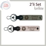 MiaWiki Aslan Temalı Kişisel Anahtarlık 2'li Set, Tek Ebat, MH-KAN-38372x2, kül gri-pudra, erkek