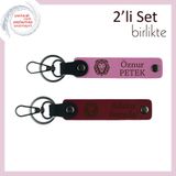MiaWiki Aslan Temalı Kişiye Özel 2'li Anahtarlık Seti, Standart, MH-KAN-38434x2, pembe-bordo, erkek