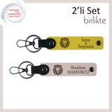MiaWiki Aslan Temalı Yazılabilir Deri Anahtarlık, Standart, MH-KAN-38480x2, sarı-pudra, üniseks-yetişkin