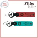 MiaWiki Aslan Temalı Yazılabilir Kişisel Anahtarlık Seti, Standart, MH-KAN-38420x2, nar çiçeği-koyu turkuaz, üniseks-yetişkin