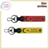 MiaWiki Ay Yıldız Desenli Kişisel Deri Anahtarlık, Standart, MH-KAN-32637x2, nar çiçeği-sarı, üniseks-yetişkin