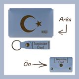 MiaWiki Ay Yıldız Desenli Kişiselleştirilebilir Cüzdan ve Anahtarlık Seti Gök Mavi, Medium, MH-KCA5741, üniseks-yetişkin